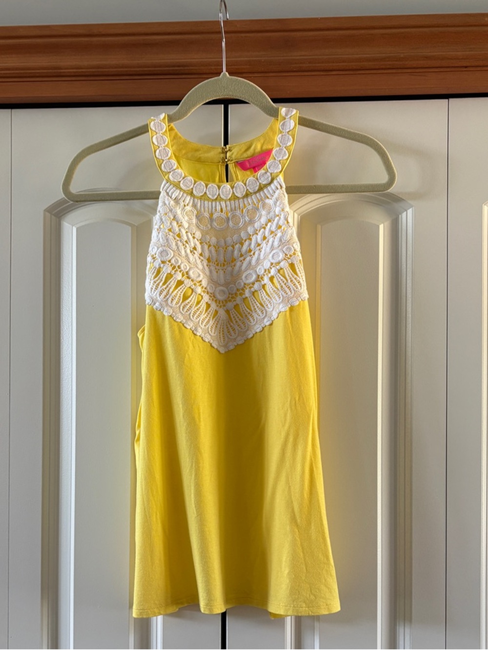 Lilly Pulitzer Yellow Halter Camisole with White Lace Yoke - Picture 2 of 4